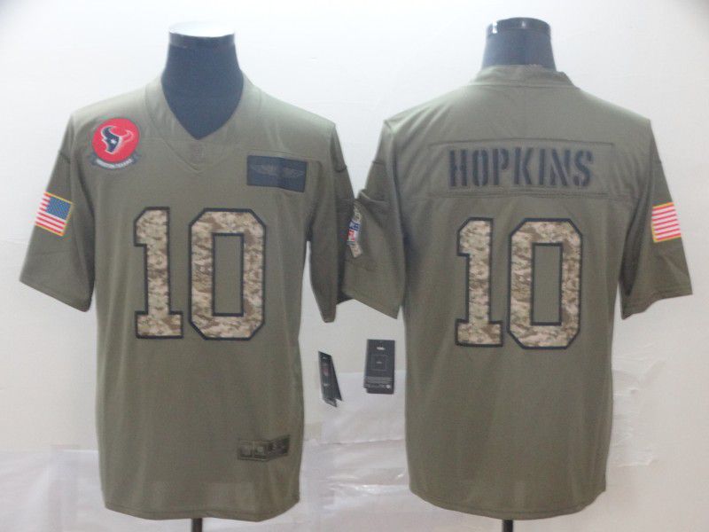 Men Houston Texans #10 Hopkins Nike 2019 Olive Camo Salute to Service Limited NFL Jerseys->houston texans->NFL Jersey